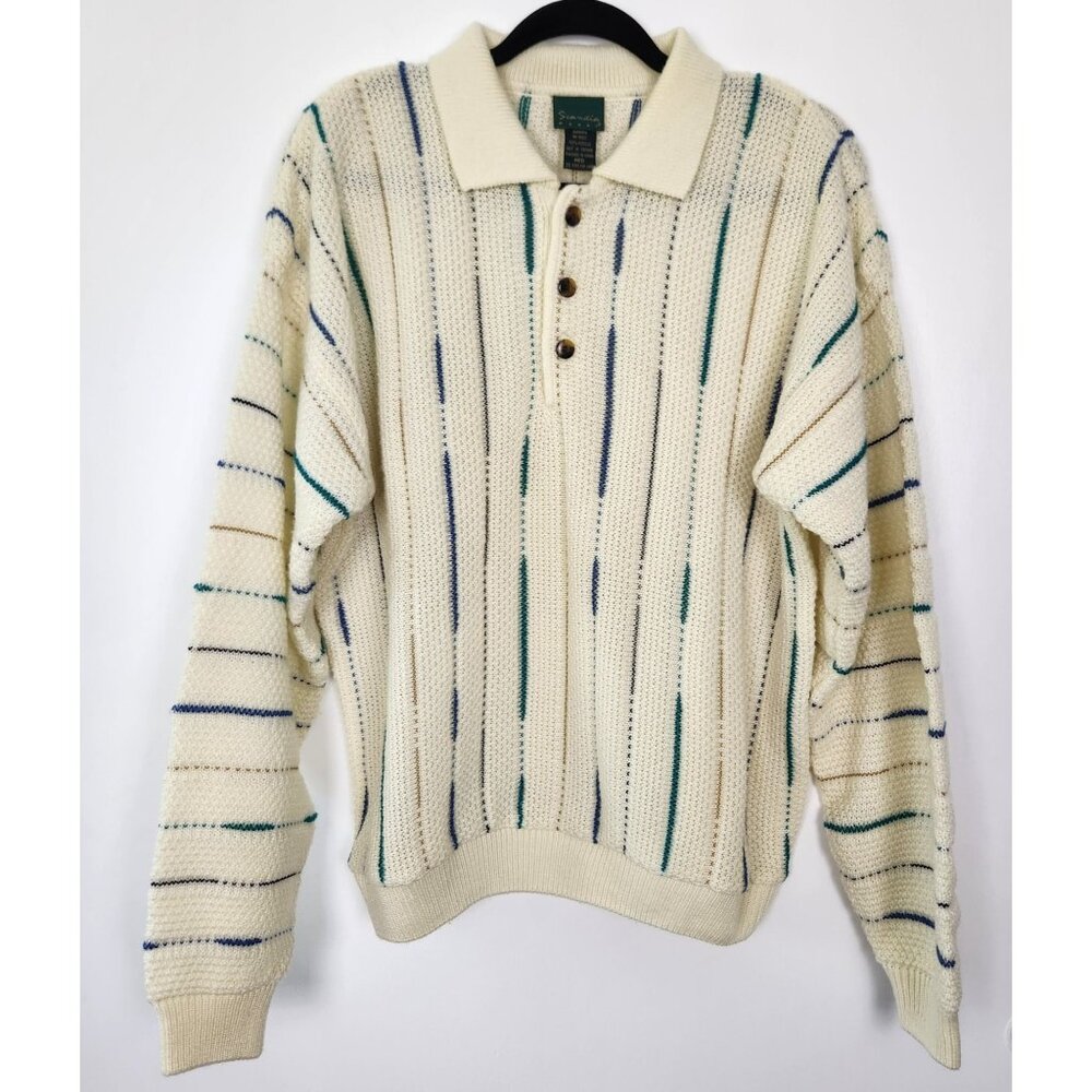 Vintage Scandia Woods Retro‎ 80's Vibes Henley Sweater, Med, Grandpa Preppy